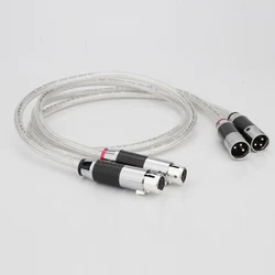 Pair 4N Pure Silver Cable XLR To RCA Audio Interconnect Cable  Hifi Balanced Wire 18AWG Solid PSS Core Silver-Plated Plug