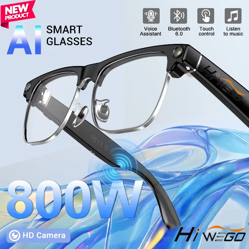 2026 New 8MP Ultra-Wide HD Camera Smart Glasses Video Record 4GB AI Photo Recognition BT Call Translation Voice Smart Glasses