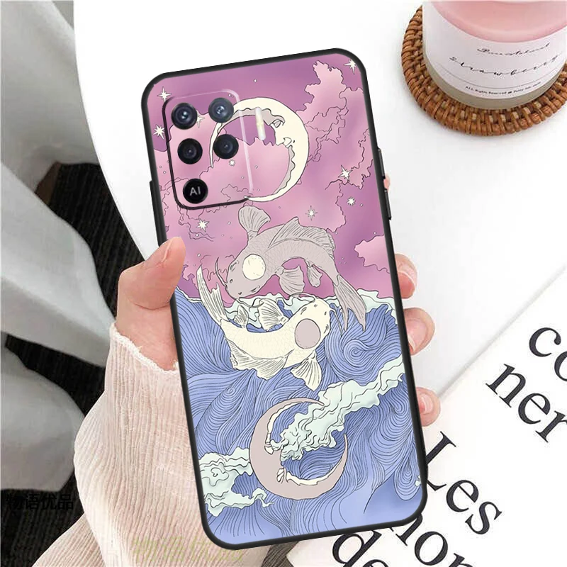 Yin Yang Koi Case For OPPO Find X3 X5 Pro A52 A72 A54 A74 A94 A5 A9 A31 A53 A15 A83 A91 A93 Full Cover