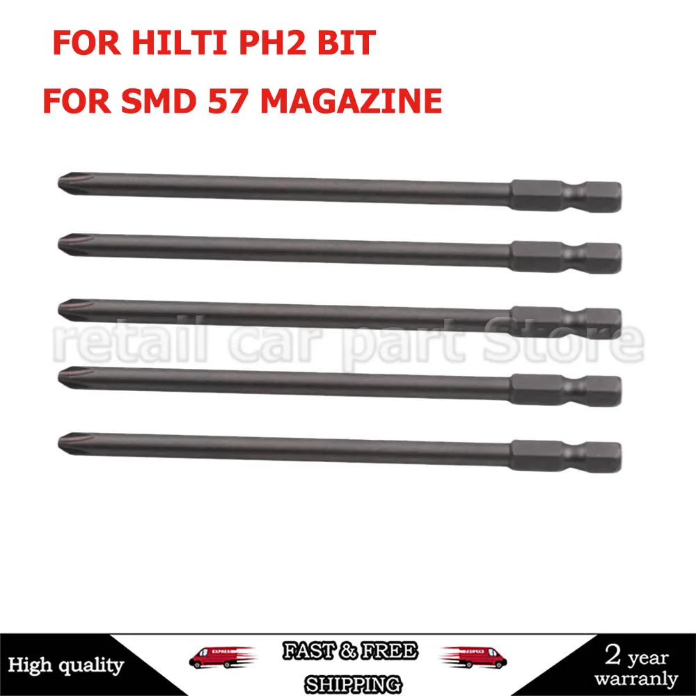 5x Long 116mm FOR HILTI PH2 FOR SMD 57 MAGAZINE Magnetic Cross Head Electric Screwdriver Bit Screw Cap Bolt Tools