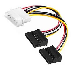 4 Pin Molex IDE to 2 Serial ATA Hard Driver Power Cable SATA Y Splitter Dual Hard-Drive-Disk Extension Cord Adapter Connector