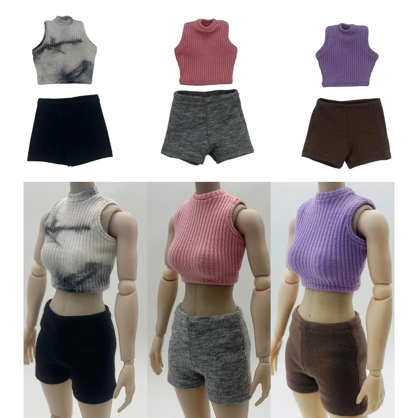 

Майка в масштабе 1/6 с шортами, одежда для косплея, базовый укороченный наряд для 12-дюймовых модельных фигурок