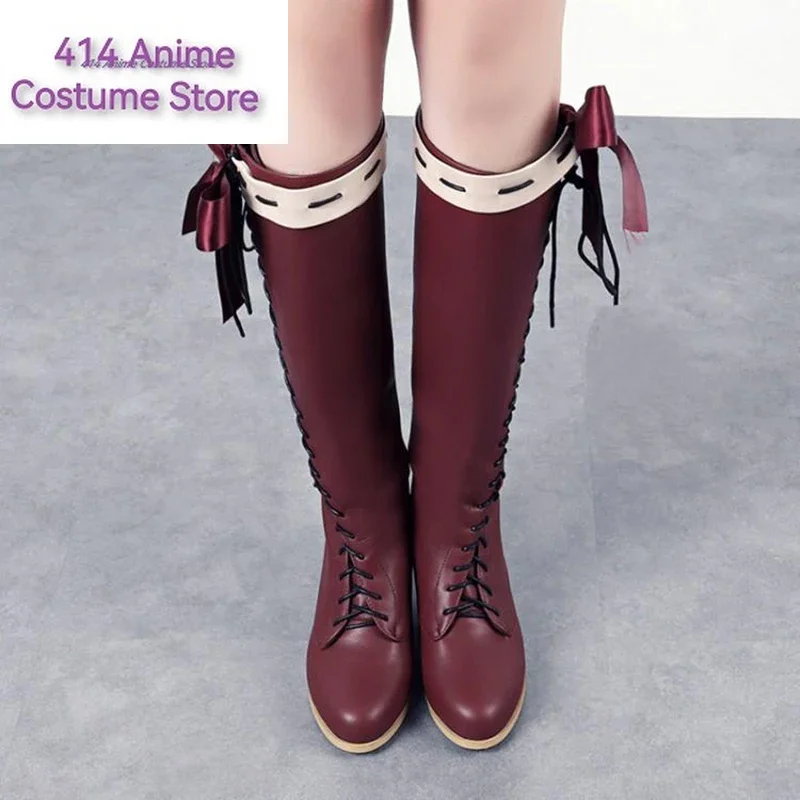 Anime Cosplay Boots  Violet Evergarden Lolita Shoes Customized Ladies Fashion Leisure Cartoon Bow Pu Lolita Shoes