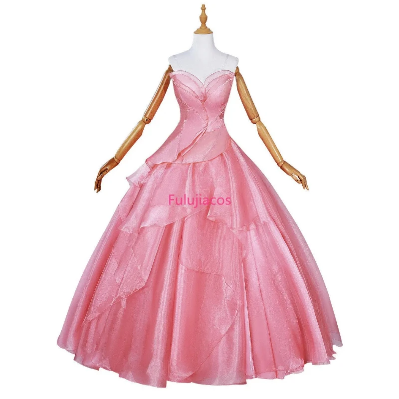 

Fulujiacos Glinda Cosplay Costume Women Pink Dress Outfit Wedding Dress + Crinoline