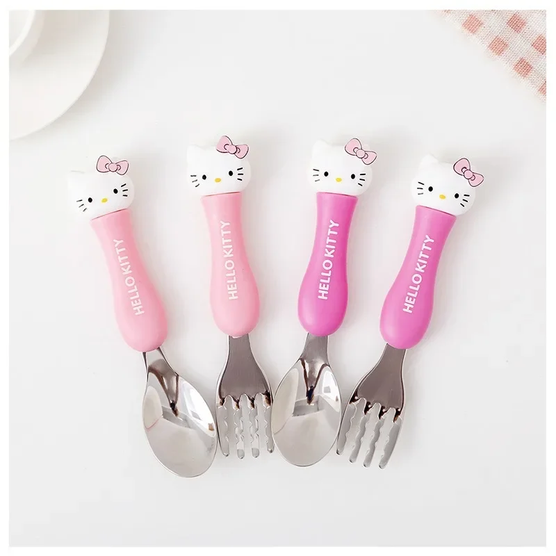 

Kawaii Anime Tablewares Sanrio Hello Kitty Cartoon Cutlery Sets Stainless Steel Spoon Fork Dinner Portable Cutlery Sets Gifts