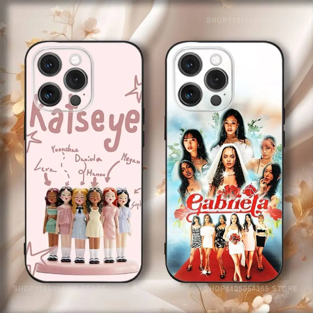 

Hot Group K-Katseyes Phone Case For iPhone 17,16,15,14,13,12,11,Pro,Max,Plus,Air,X,XS,XR,SE,8,7,Mini,Soft Black Funda