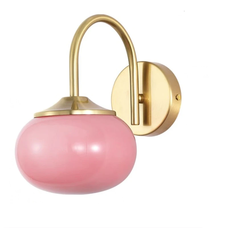 

Modern Pink White Glass Ball Wall Lamp Cream Stylish Girl's Living Room Bedroom Kitchen Shop Wall Lighting Fixture