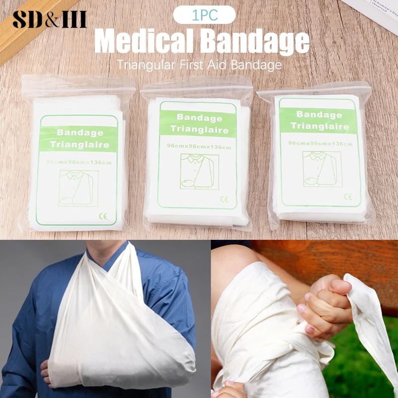 Vendaje Triangular médico para fijación de fracturas, vendaje de emergencia, vendaje triangular de gasa de primeros auxilios, 1 bolsa