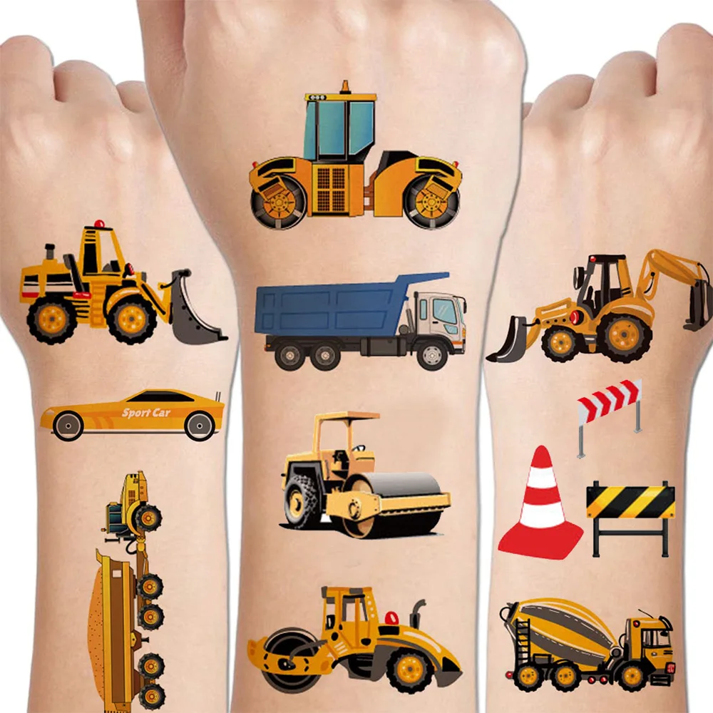 Construction Birthday Party Truck Temporary Tattoo Engineering Car Tattoo Sticker Boy Construction Themed Birthday Party Decors