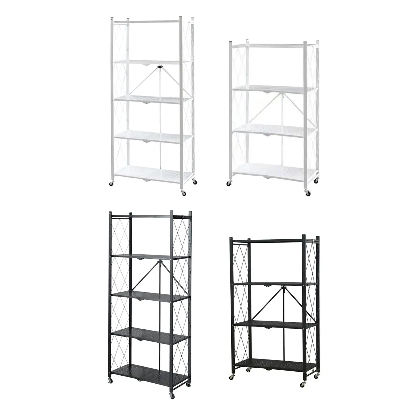 Foldable Bookshelf Book Case Corner Shelf Organization Cart Free Standing Kitchen Cart with Caster Wheels for Living Room - view 4