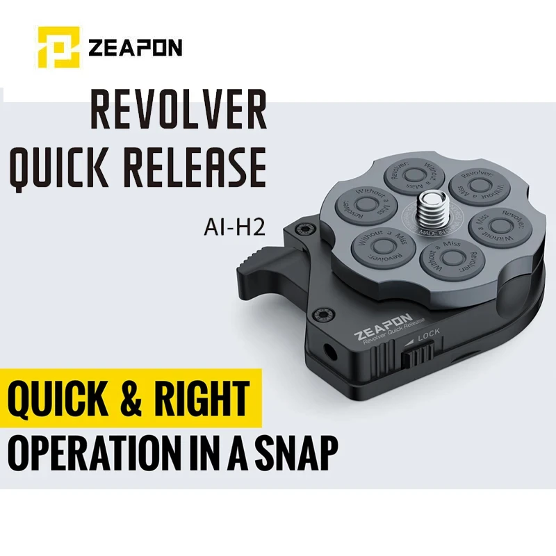 ZEAPON Al-H2 Revolver QUICK RELEASE plate Base Plate Clamp Tripod Screw Mount fast loading for DSLR Camera Slider Rail Camcorder