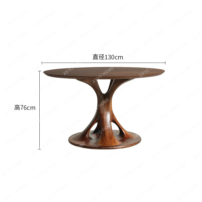 

Walnut small apartment household design medieval round dining table simple