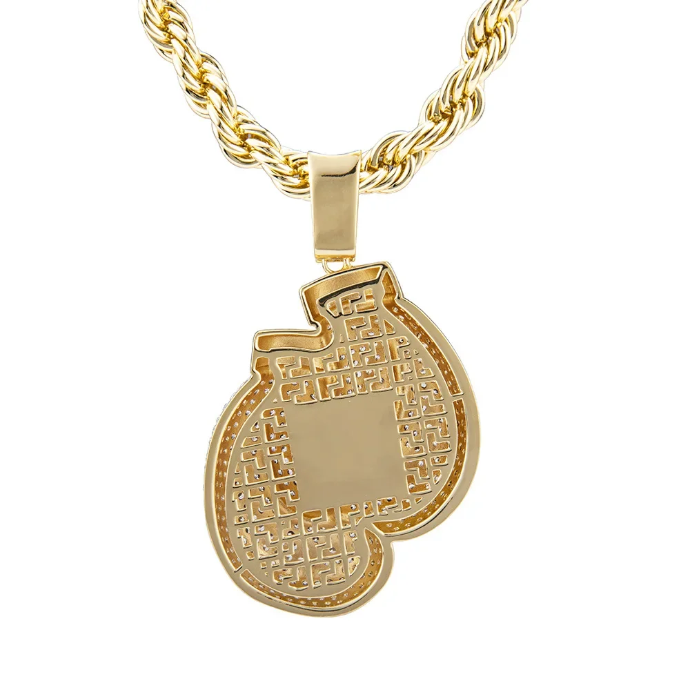 Cz Pendant Boxing Gloves Hip-hop Necklaces Full Diamond Necklaces Gold-plated Zircon Jewelry.