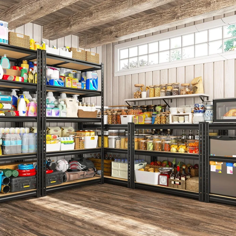 أرفف جراج معدنية شديدة التحمل مكونة من 5 طبقات، سعة 2020 رطلًا، مثالية للتخزين في المرآب والمخزن والخزانة والمطبخ #4