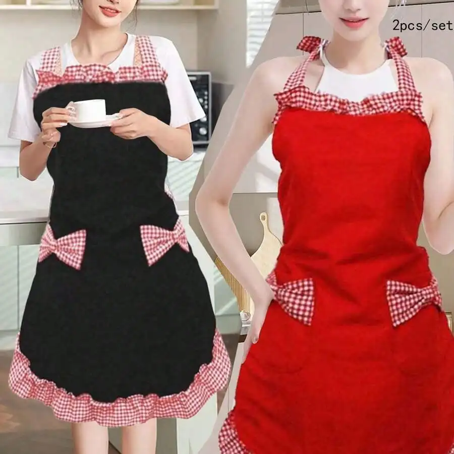 

1pc Bow Apron, Cute Retro Apron For Women, Sexy Kitchen Apron With Pockets, Black & White Bow Apron For Ladies & Girls, Mother's Day Gift, Essential For Baking/Cooking! Adjustable Strap Design