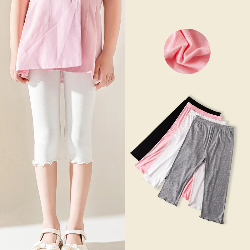 Leggings estivi ultra sottili ed elasticizzati per bambine da 1-3, 3-5 e 5-7 anni, stile bambino, slim fit, lunghezza 7/8.