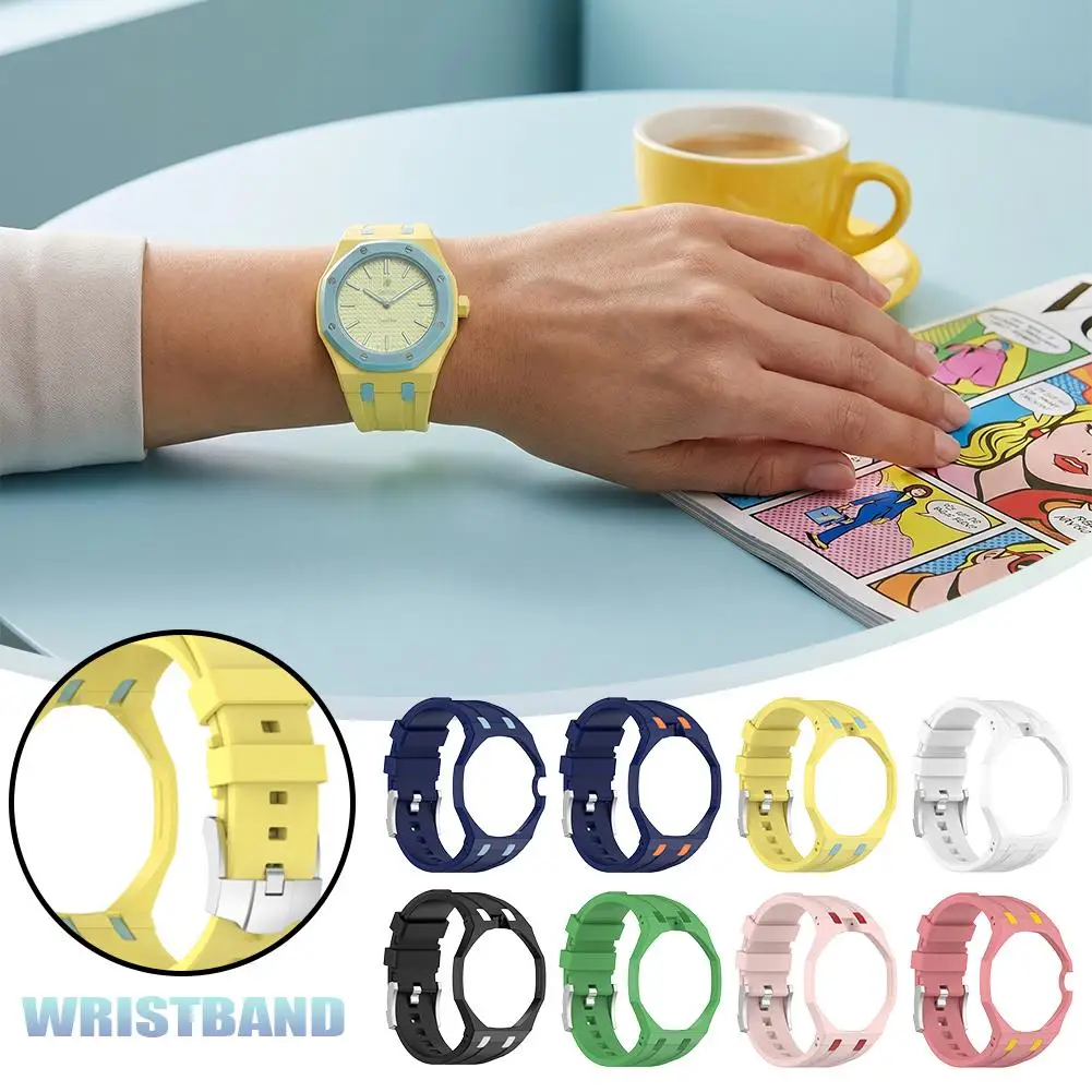 Kit de Modificación con Marco de PC Mate y Correa de Silicona para Reloj de Bolsillo Swatch AP Royal Pop, Accesorios de Conversión Integrada a Reloj de Pulsera