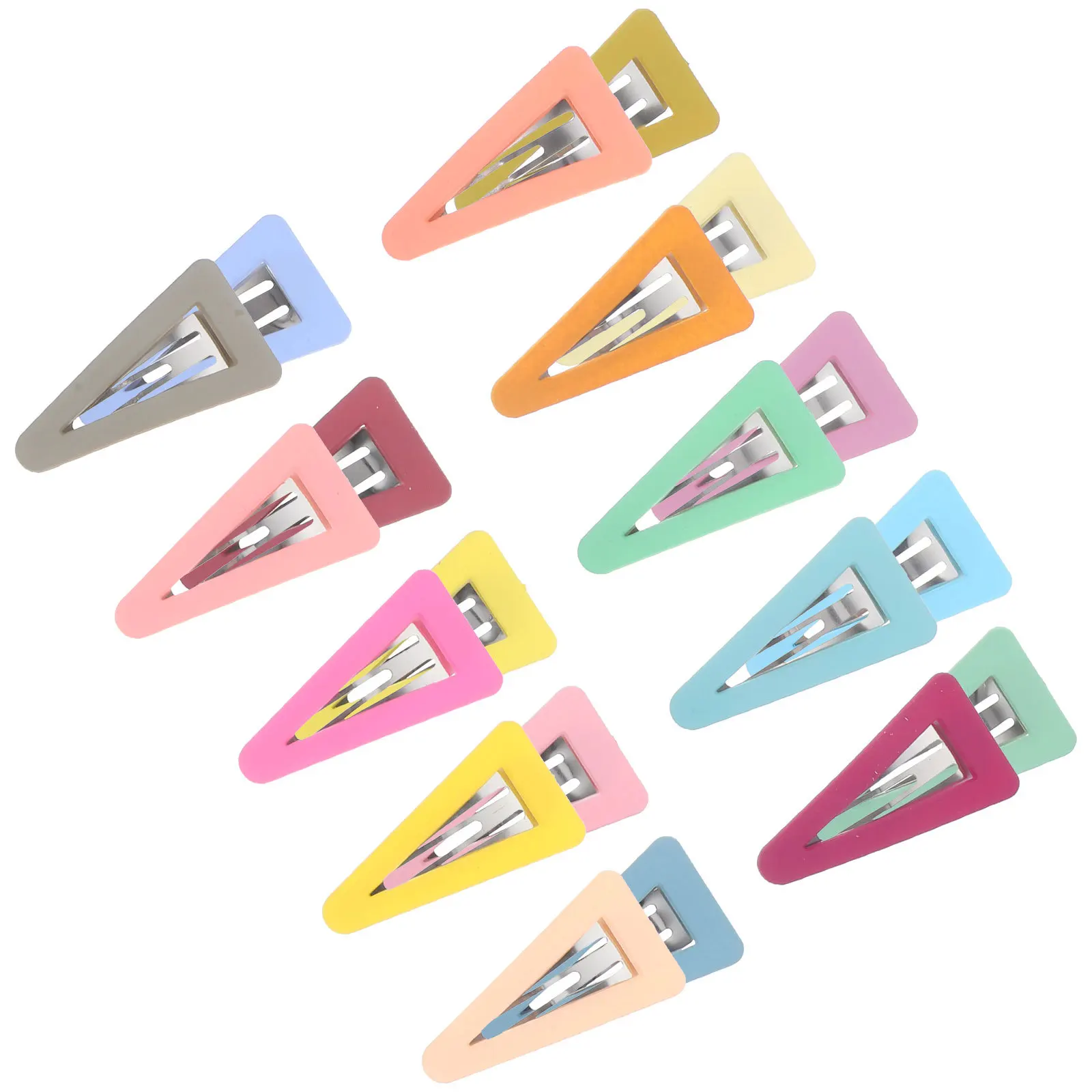

20Pcs Candy Color Triangle Hair Clips Snap Small Barrettes for Women Party Daily Use Hair Accessories