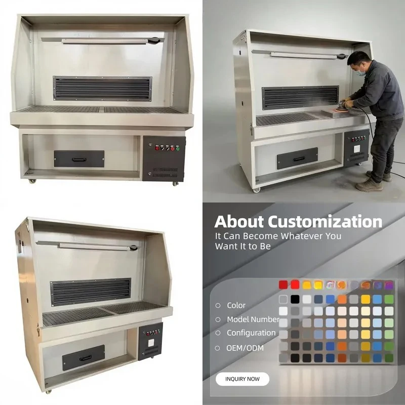 for High Efficiency Carbon Steel Sand Grinding Table Descending Platform with Dust Collector for Granite Stone Polishing