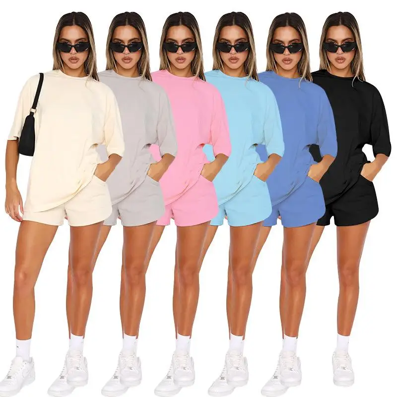 

Комплект женской повседневной спортивной одежды Color round Ne: шорты и топ, весна 2024, для досуга