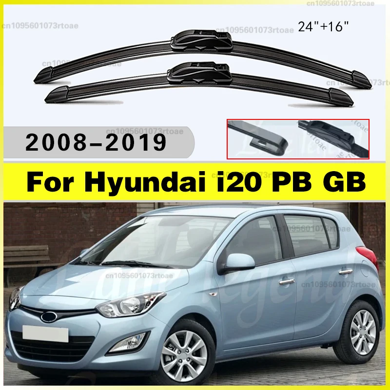 

Frameless Bracketless Car Wipers 24"+16" For Hyundai i20 PB GB 2008-2019 Car Windshield Wiper U-type Soft Rubber 2018 2017 2016