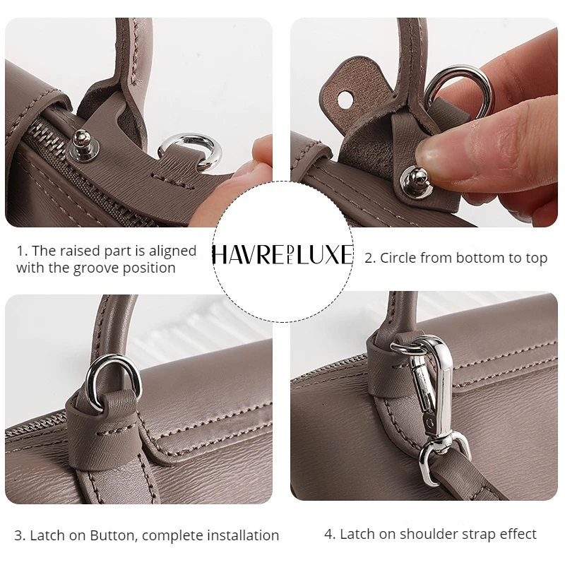 HAVREDELUXE Leather Replacement Crossbody Bag Strap, Fit for Longchamp mini shoulder strap without punching modification