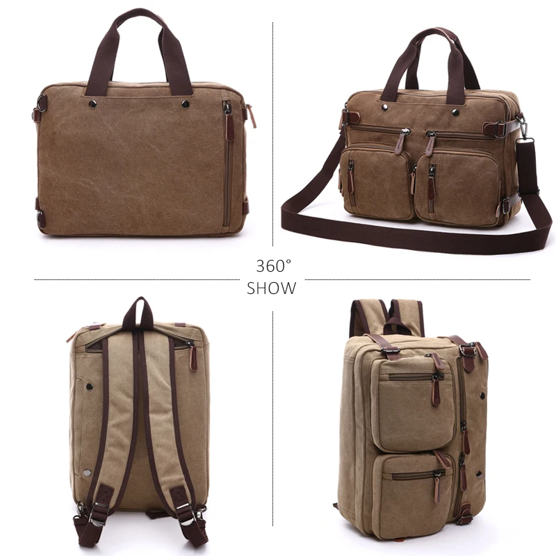 Maletín de viaje de lona Vintage para hombre, bolso de mano de negocios de gran capacidad, bolsos de lona casuales, mochila para portátil, bolso de