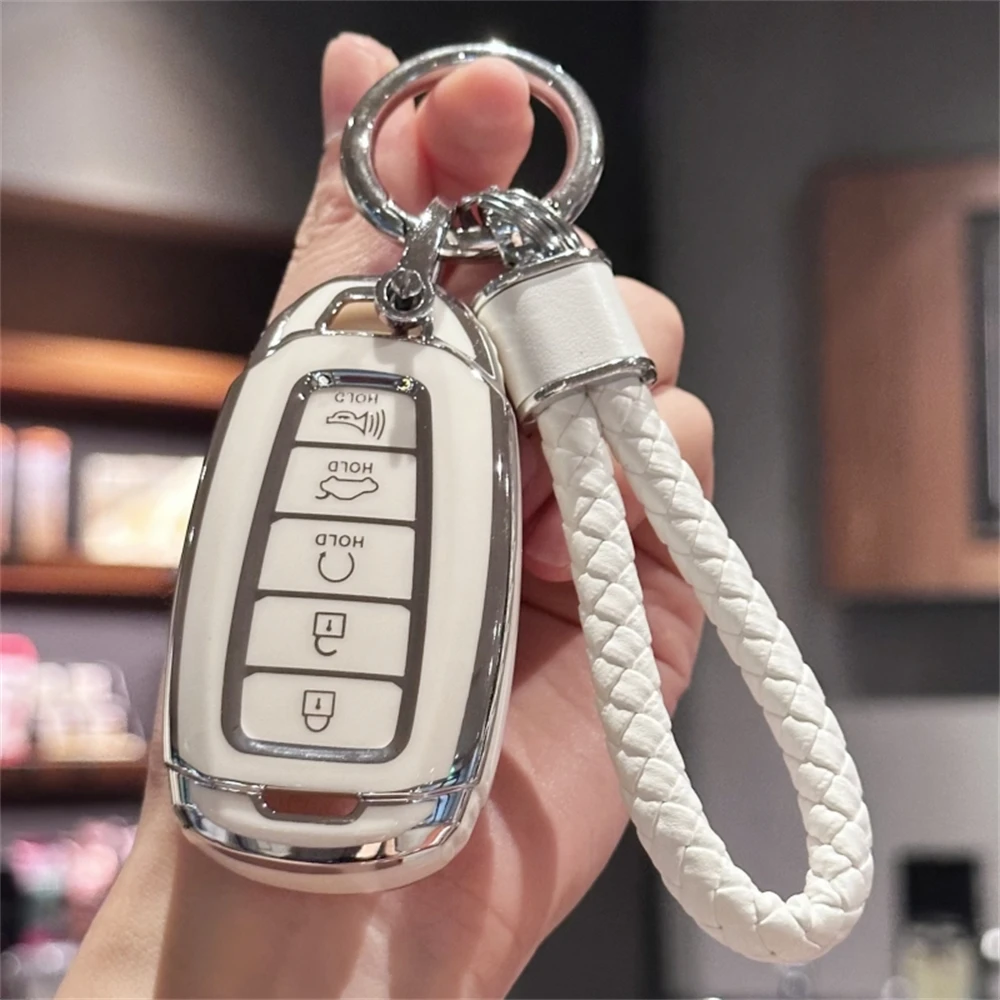 TPU Key Fob Cover with Keychain Lanyard for Hyundai Elantra GT Sport Santa Fe Palisade Kona