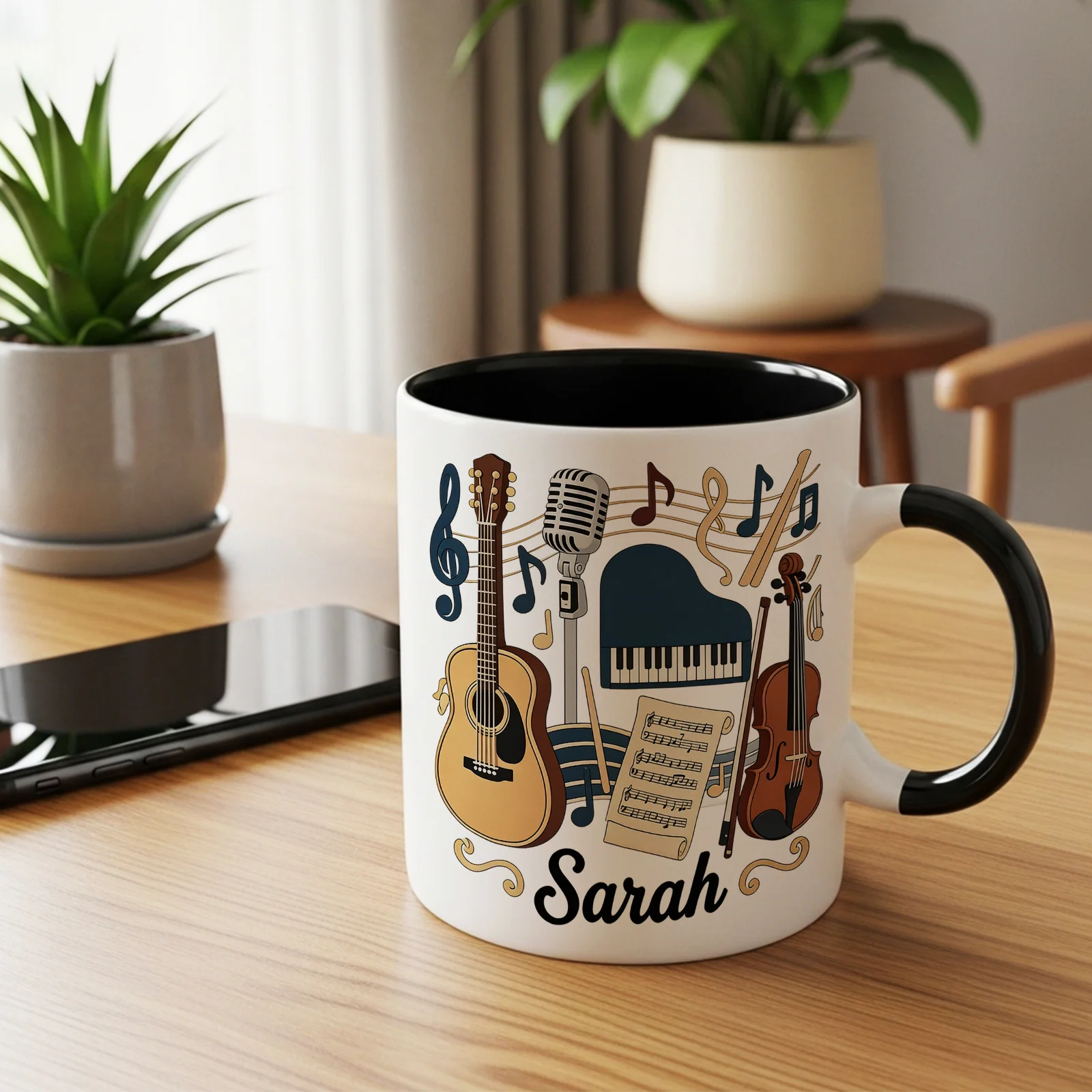 Spersonalizowany kubek ceramic – Musical Instrument With Name recenzja i cena