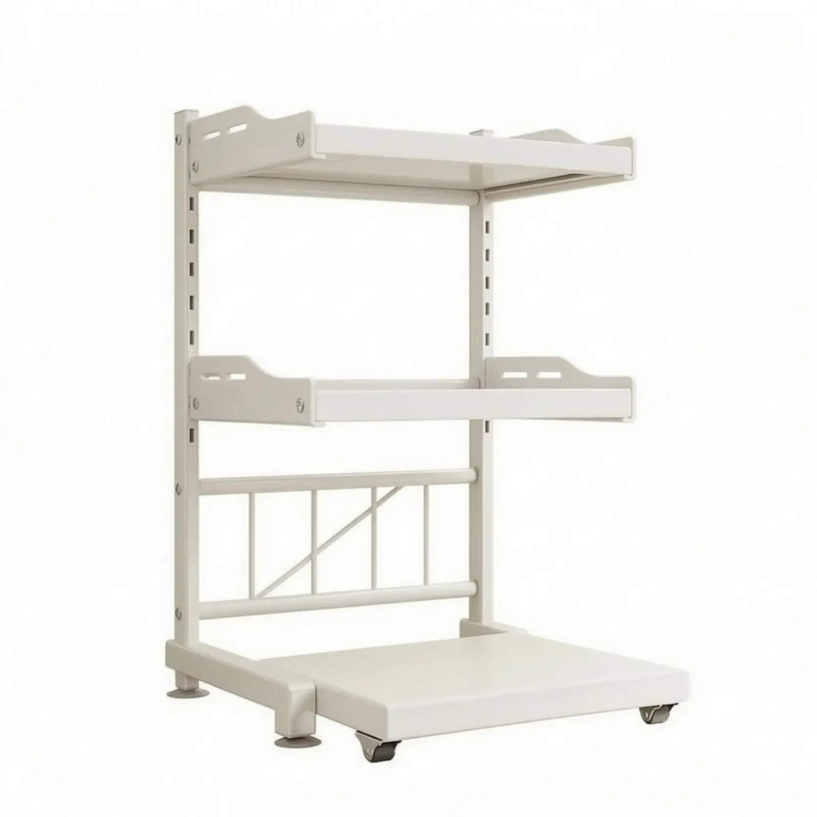 Multi-Level Kitchen Rack with Pull-out Shelves Space-Saving Carbon Steel Kitchen Storage Rack Adjustable Microwave Shelf with