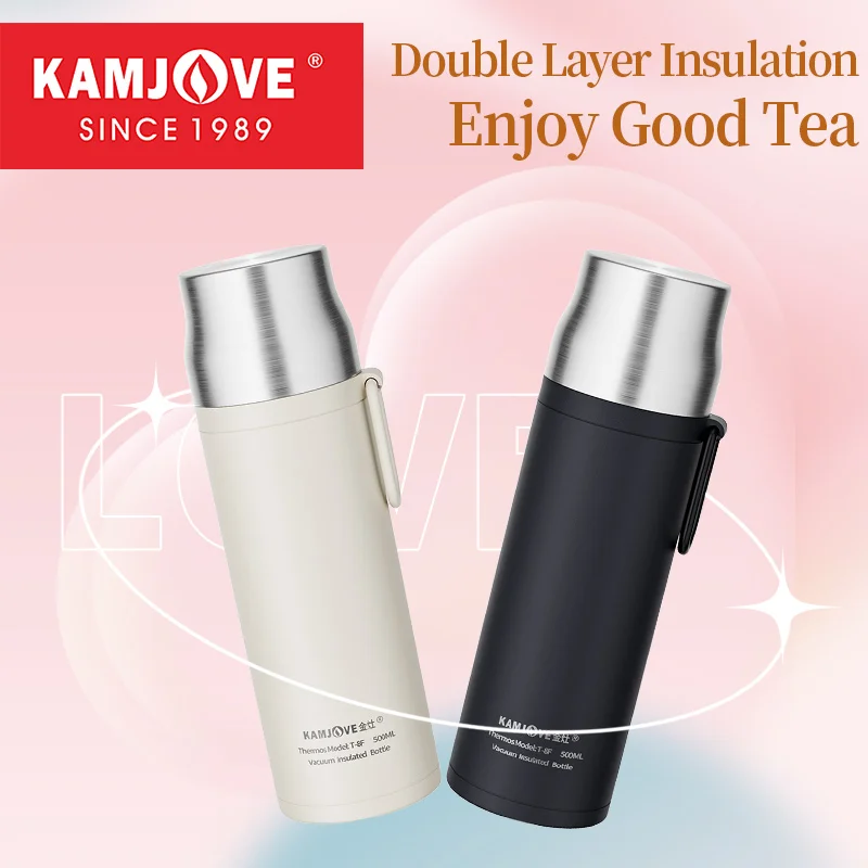 

KAMJOVE Warm Keeping Cup 316 Stainless Steel Thermos 500ml Vacuum Flask Portable Insulated Tumbler with Rope T-8F Water Cup