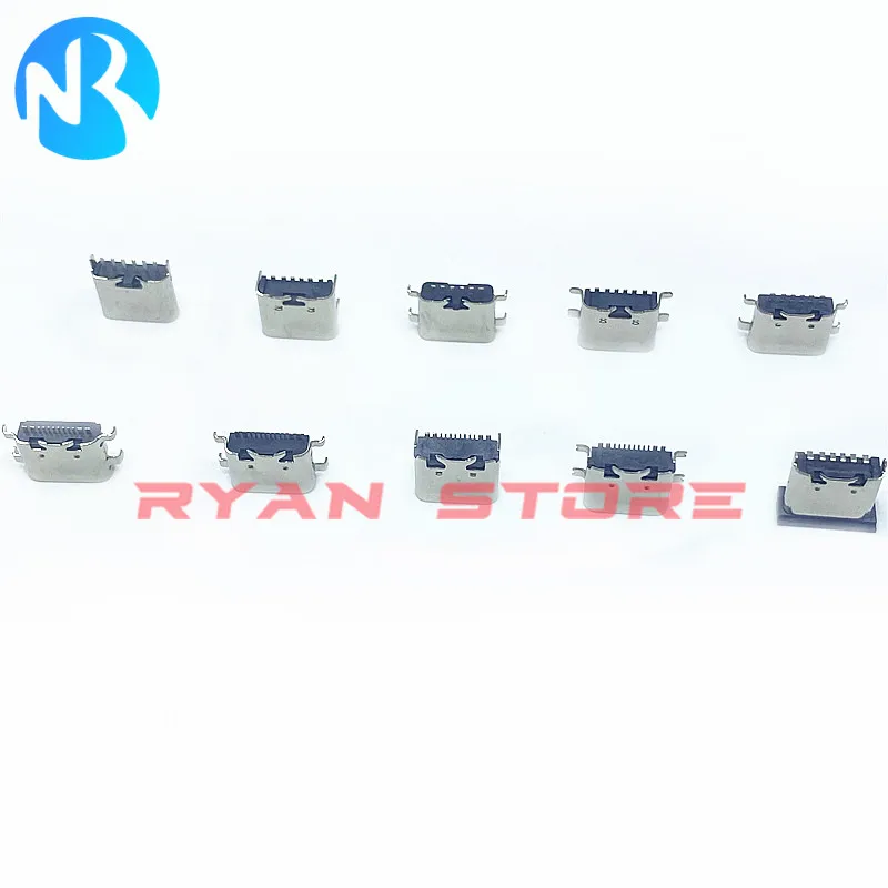 100Pcs 10Models C-Type USB Charging Dock Connectors Mix 6Pin And 16Pin Use For Phone And Digital Product Repair Kit