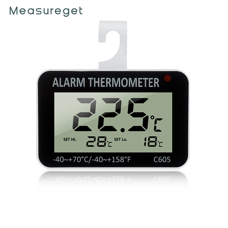 

Refrigerator Fridge Thermometer Digital Freezer Room Thermometer Waterproof High Low Temp Alarm Function With Large LCD Display