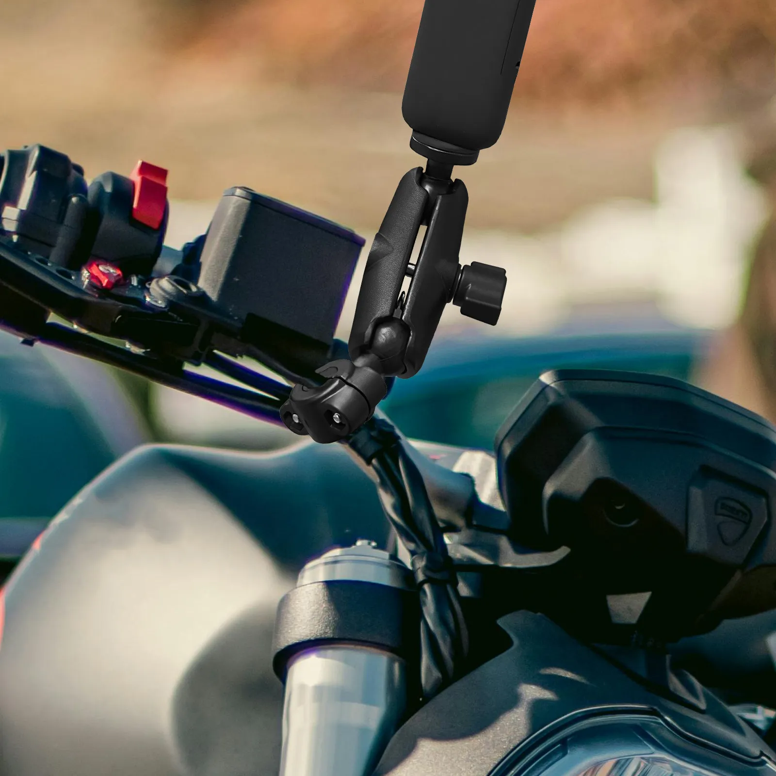 Double Socket Arm Ball Head Adapter Aluminum Alloy Connecting Rod Mount Clamp Motorcycle Sports Camera Extension Arm Stable