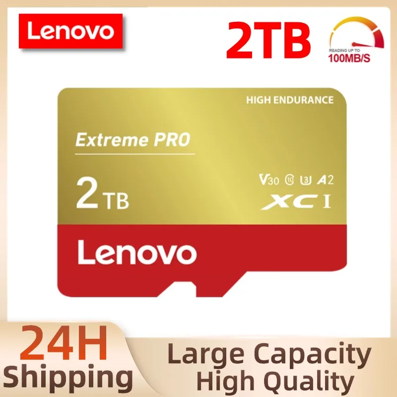 Lenovo-tarjeta de memoria U3 A1, 128GB, Micro TF, SD, 2TB, 1TB, 512GB, alta capacidad, 256GB, almacenamiento móvil, lector de tarjetas, regalos