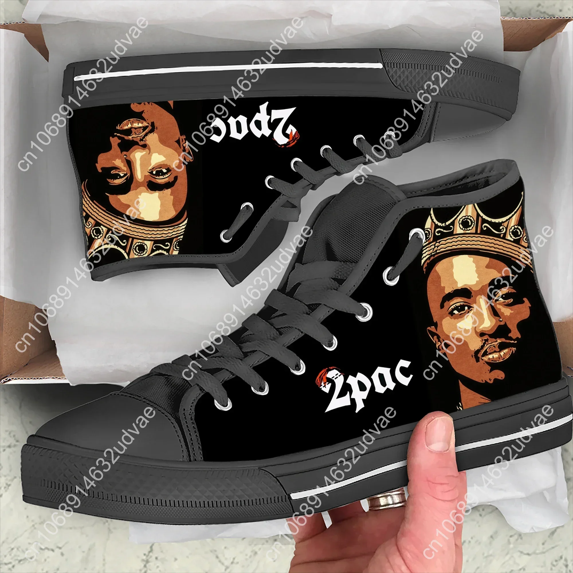 Hot Summer Rap 2pac Tupac All Eyez on Me Arrive Fashion Lightweight High Top Classic Canvas Shoes Men Women Sneakers Board Shoe