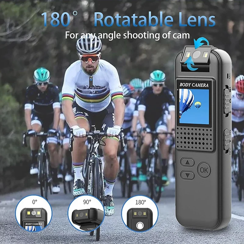 Body Camera Police Body Cam Video HD 1080P Body Cam Rotate Wearable Clip For Law Enforcement,Security,Guard,Home,Outdoor,Travel