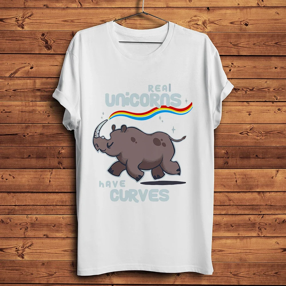Cute Real Unicorn Rainbow Rhinoceros Amusing T-shirt Unisex,Men Short Sleeve White Tee,Funny Casual Tshirt Breathable Print