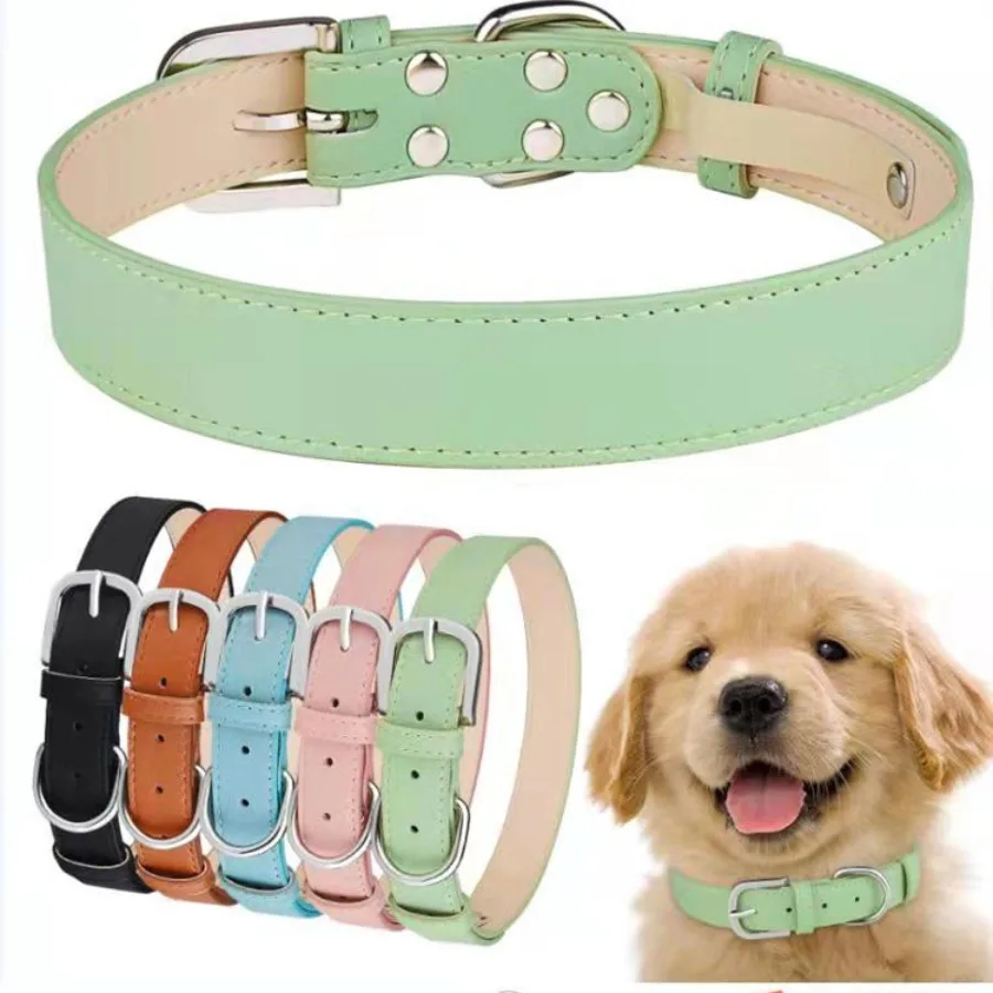 Affordable Comfort Dog Cat PU Leather Collar Adjustable Pet Accessories for Small Dogs Puppy Mascotas Supplies Collier Chien