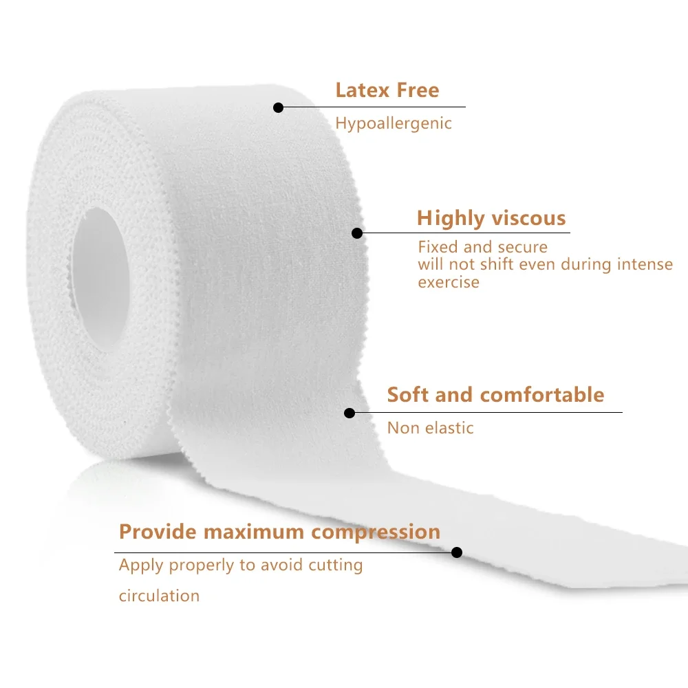 Sports White Athletic Tape VERY Strong EASY Tear NO Sticky Residue BEST TAPE for Athlete & Medical Trainers 13.7m