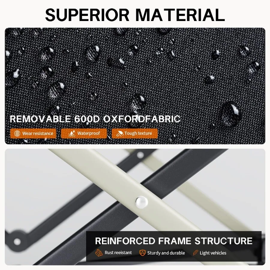 عربة قابلة للطي مع سطح طاولة مصممة للاستخدام في الحديقة الرياضية والتخييم على الشاطئ والبقالة التي تتميز بعجلات كبيرة للرمل والخشنة #6