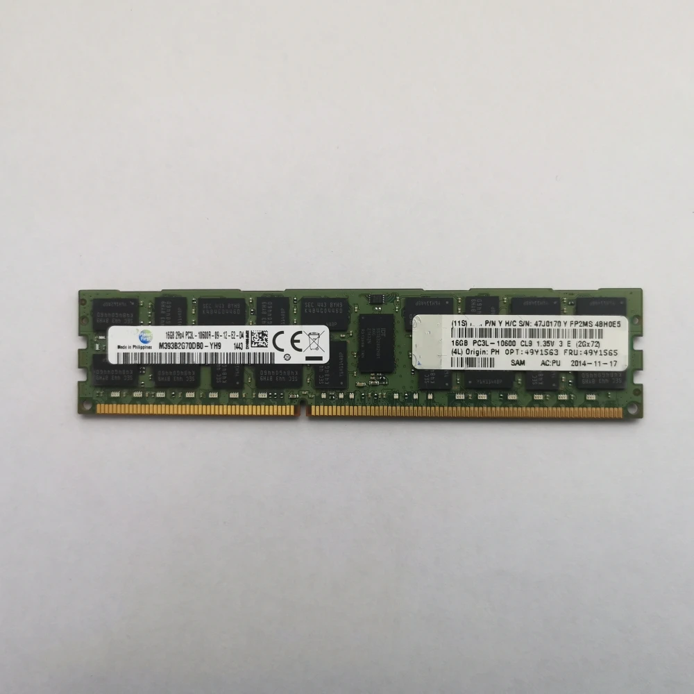 Free shipping RAM 16GB 2RX4 PC3L-10600R M393B2G70DB0-YH9 Server host memory 16G DDR3 PC RAM computer For Samsung