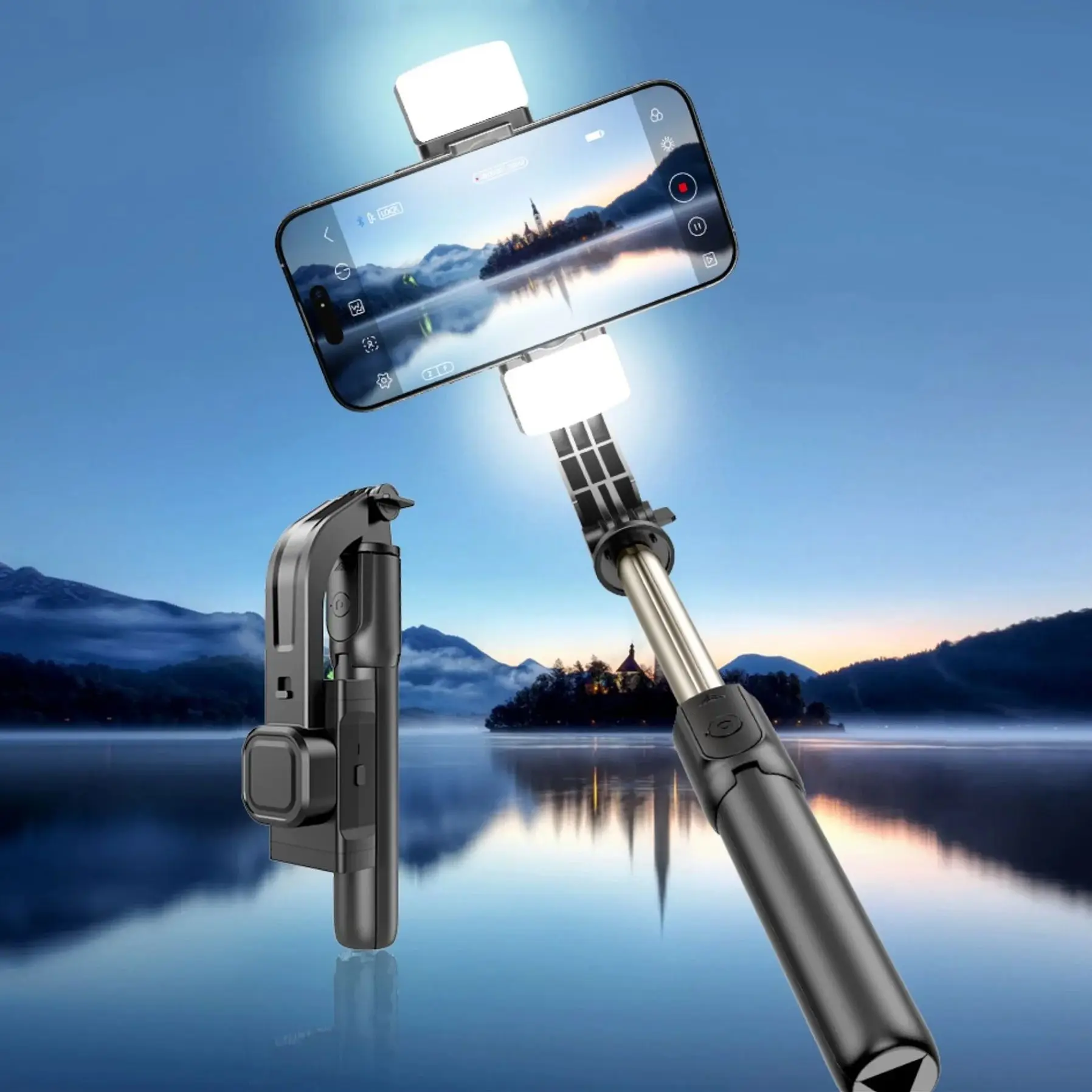 

Одноосный стабилизатор для смартфона 360 ° Штатив-монопод для селфи с функцией вращения и стабилизации изображения для мобильных телефонов iPhone и Android