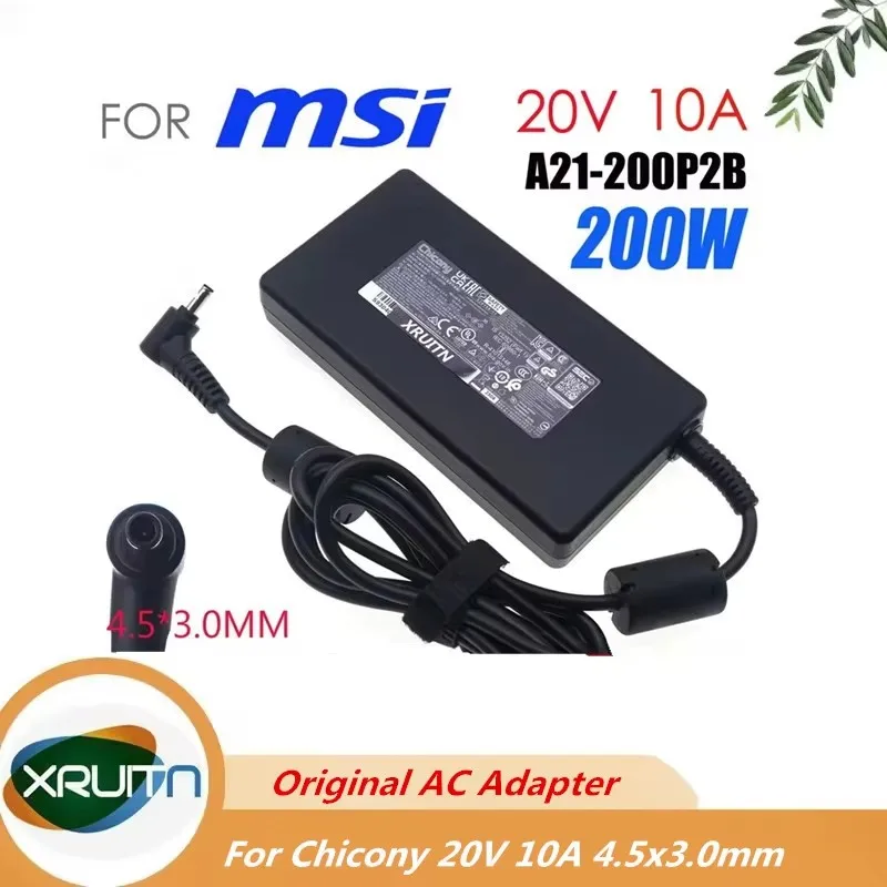 

Genuine OEM Chicony 20V 10A 200W A21-200P2B A200A022P Laptop AC Adapter Charger for MSI Stealth 14 Studio MS-14K Gaming Notebook