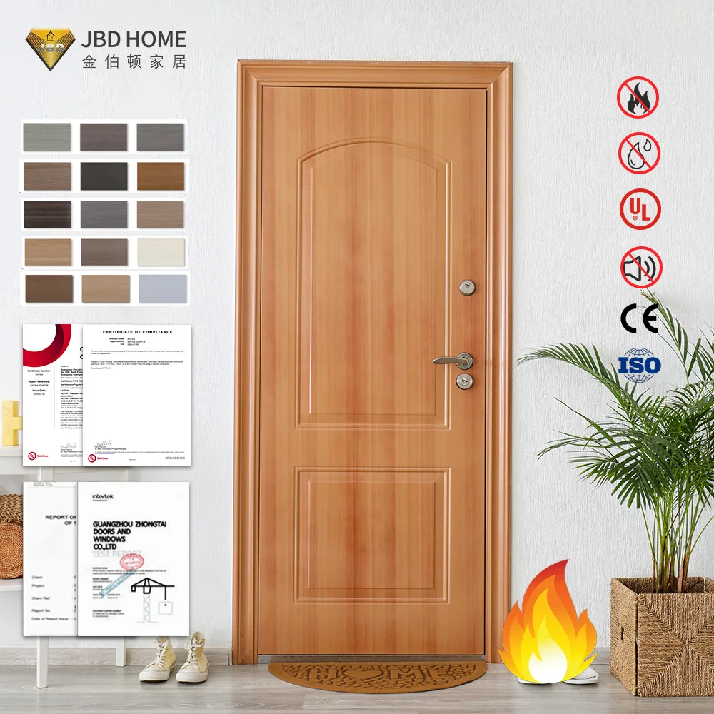 UL Fire Proof Wood Door for Villa Main Entrance Modern Design With Thermal Insulation and Security Lock