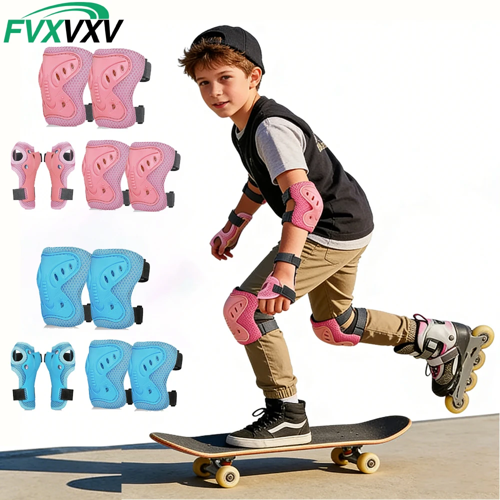 Cycling Protective Gear For Kids - 6-teiliges Set aus Knieschonern und Ellbogenschonern