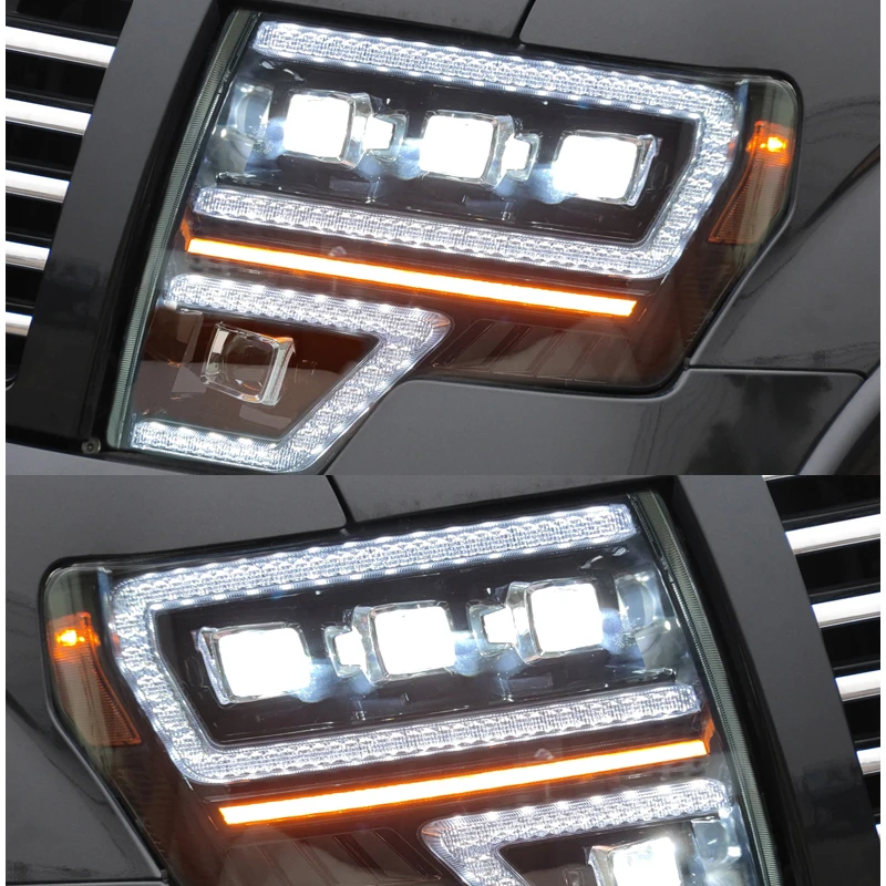 For Ford F150 Headlights 2009-2014 Raptor LED Headlight DRL Lens Double Beam H7 HID Xenon bi xenon lens Head lamp