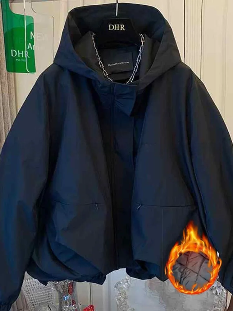 معطف Jaet قطني فريد من نوعه للنساء مع غطاء محرك السيارة لخريف وشتاء جديد Sle Commuter معطف دافئ فضفاض مقاوم للرياح #3