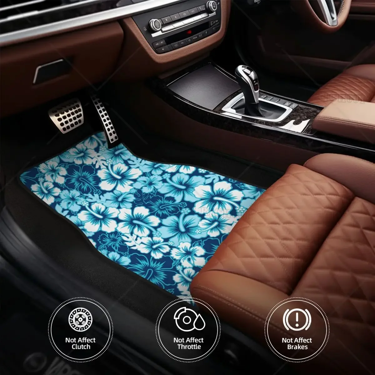 الكركديه الاستوائية الأزرق سيارة الحصير 4 قطعة اكسسوارات السيارات حجم واحد سميكة العالمي صالح المضادة للانزلاق وسادة الحصير للسيارة الداخلية #4