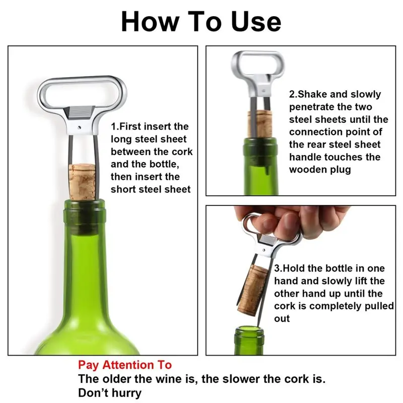 AB34-Cork Puller Wine Bottle Beer Opener Two-Prong Cork Puller For Wine Bottles Champagne Beer Lovers 2